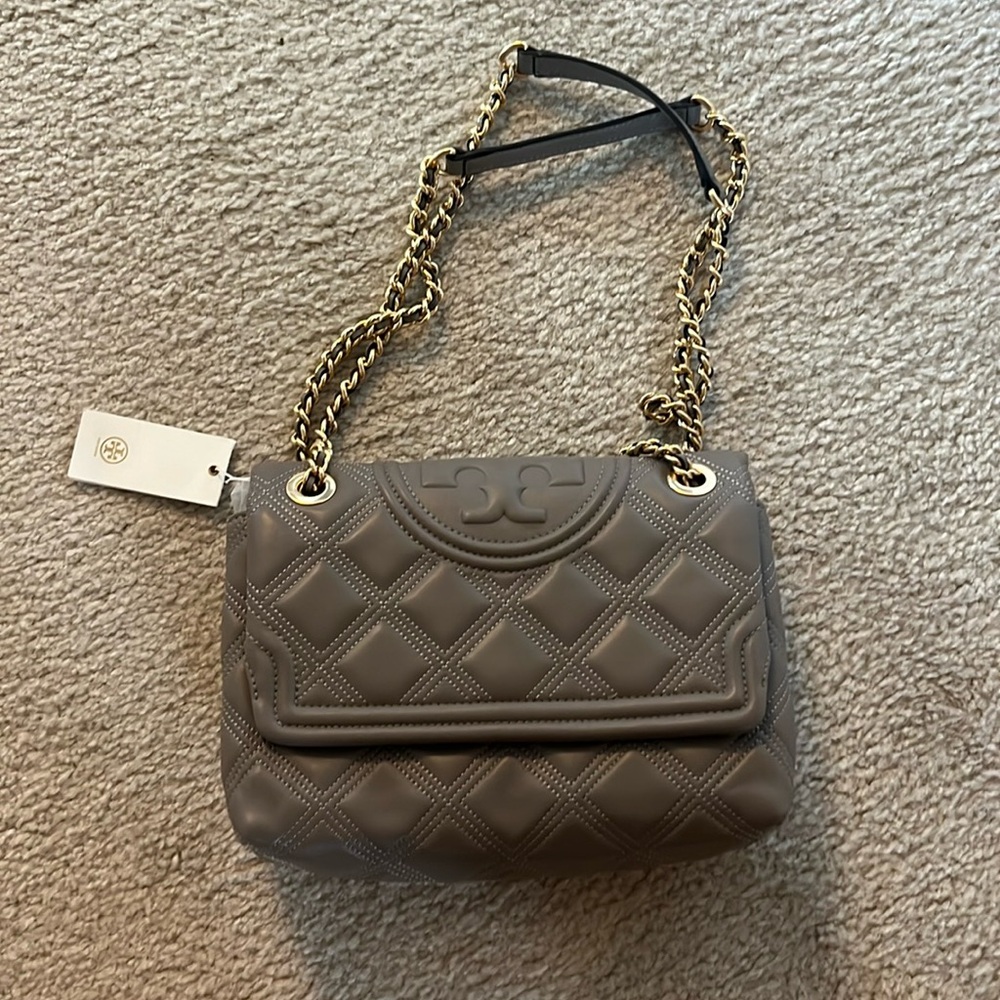 NWT Tory Burch Grey Flemming Bag